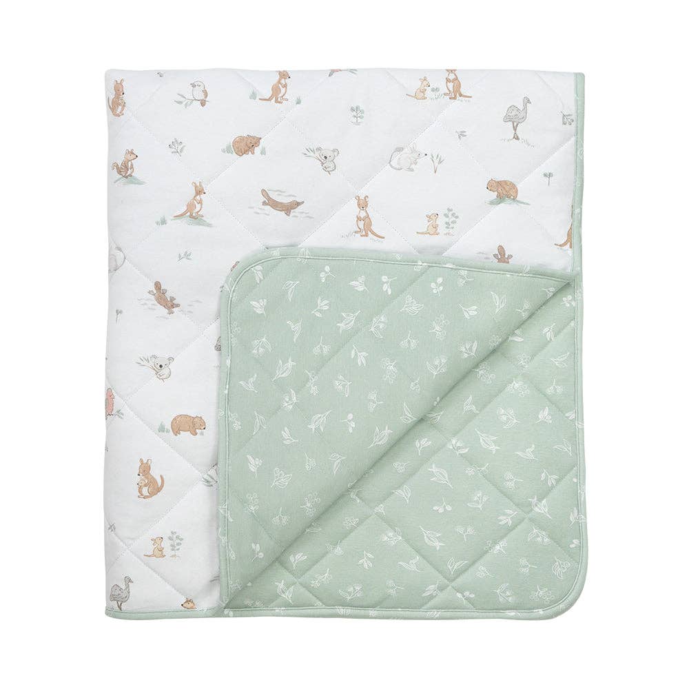 Living Textiles - Reversible Quilted Cot Comforter - Australiana
