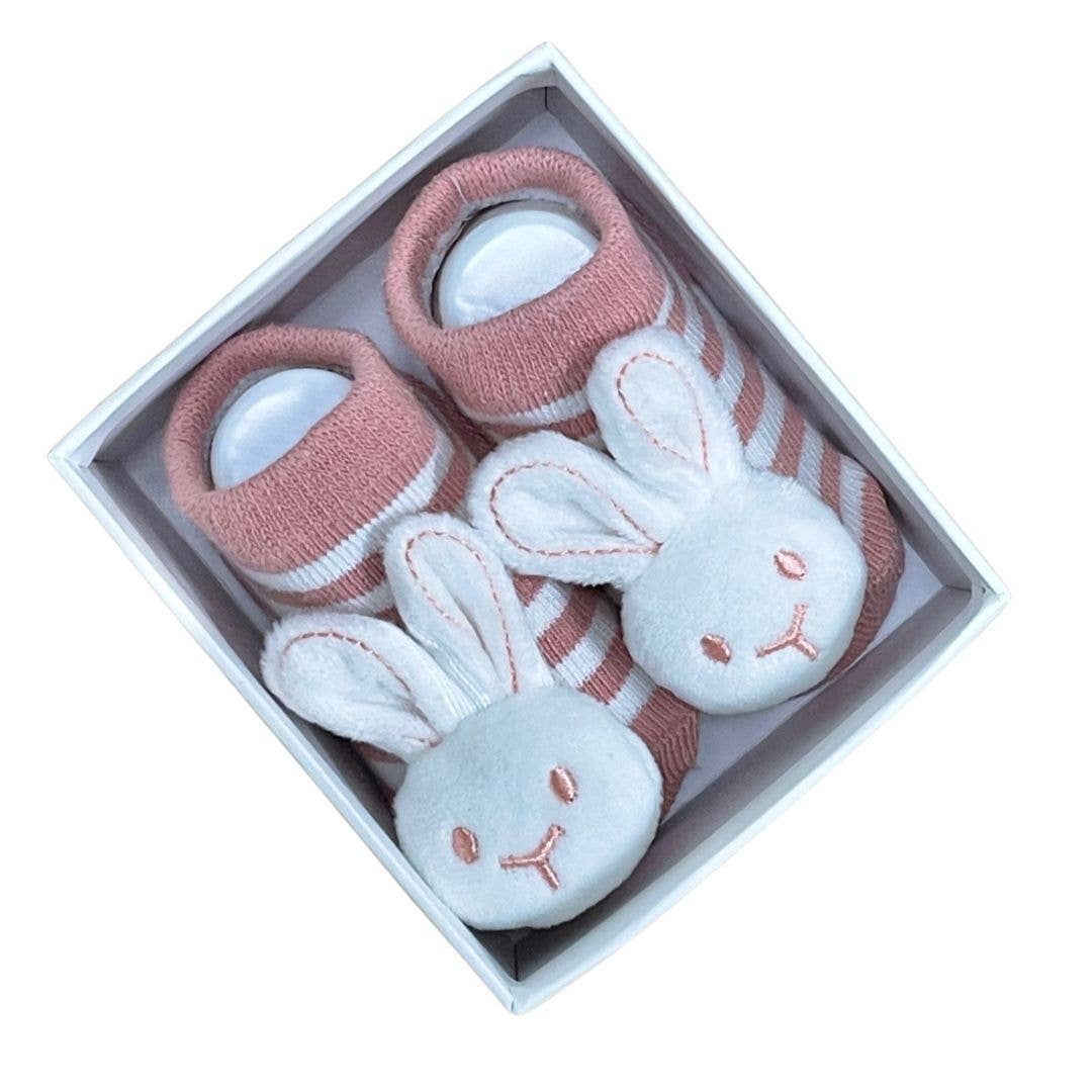 ES Kids Socks with Rattles Bunny Blush 0-6mths