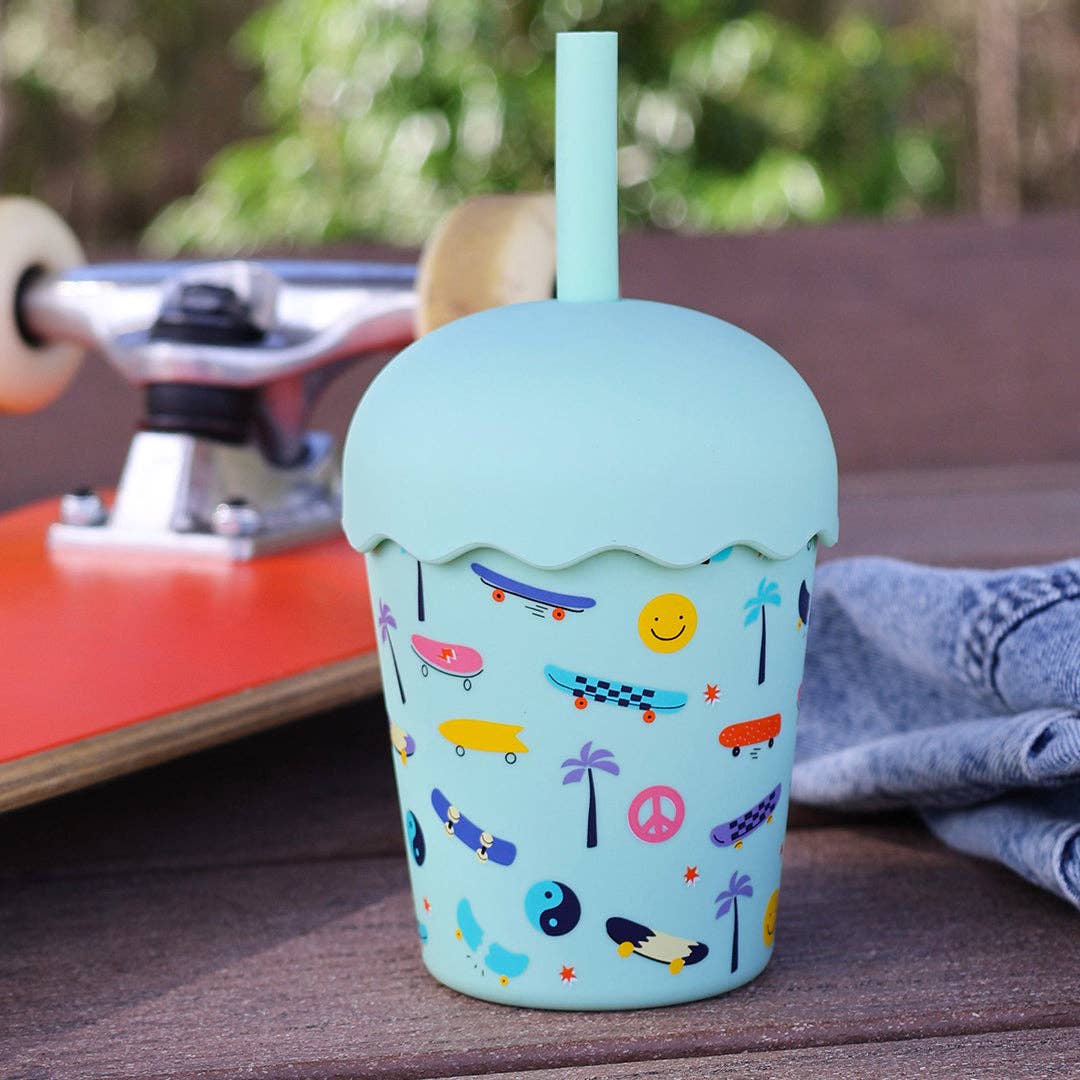 Chino Club Skate Aqua Mini Smoothie Cup & Straw 200ml
