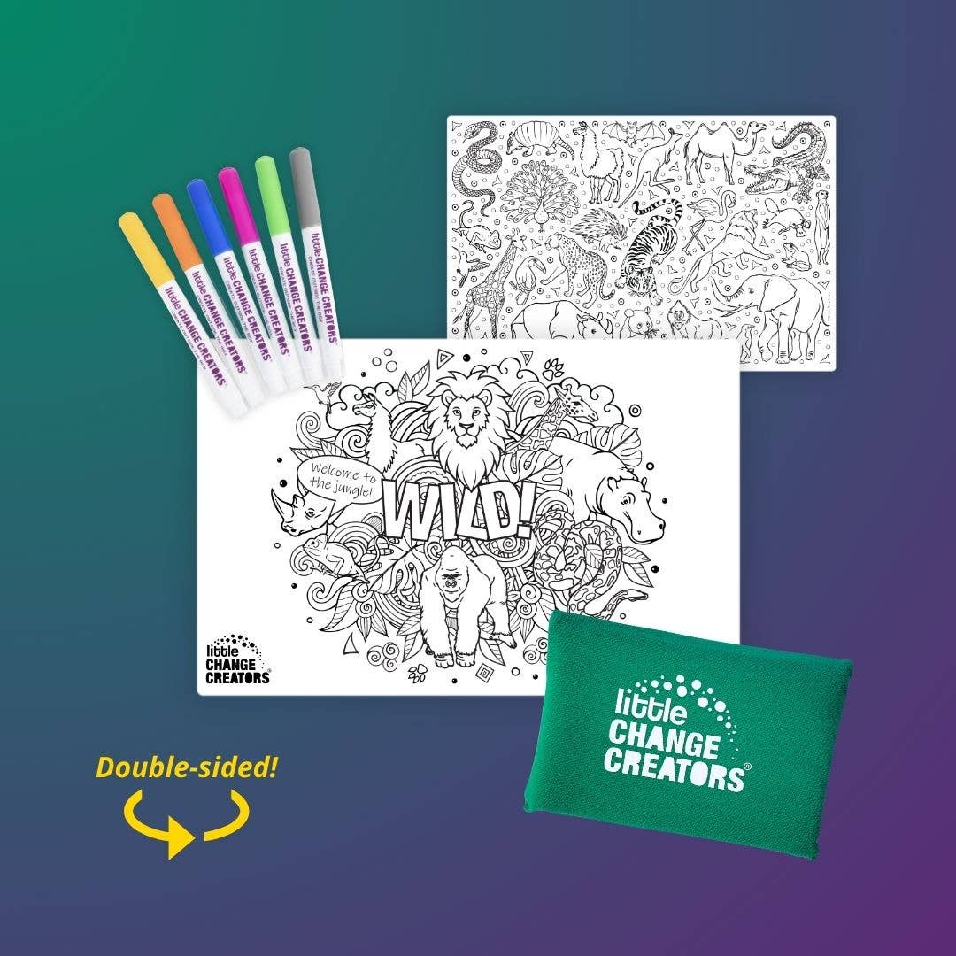 Little Change Creators | WILD! Reusable Pocket Colouring Set | Wild Animals