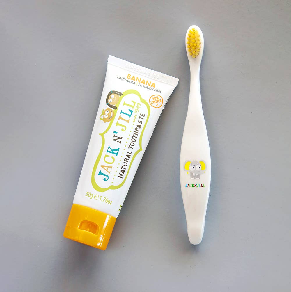 Jack N' Jill | Tooth Buddy Pack Natural Toothpaste Banana + Kids Toothbrush
