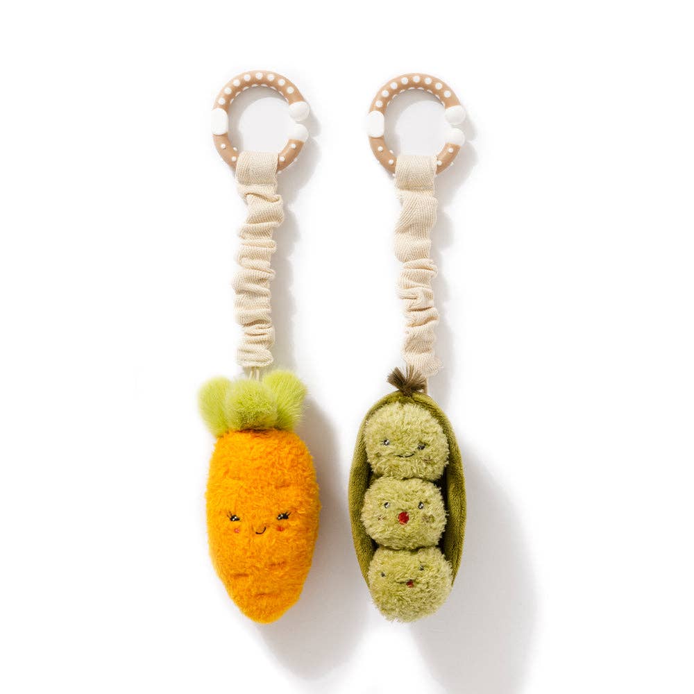 Living Textiles | 2 Pack Mini Market Brunch Stroller Toys Carrot & Green Peas