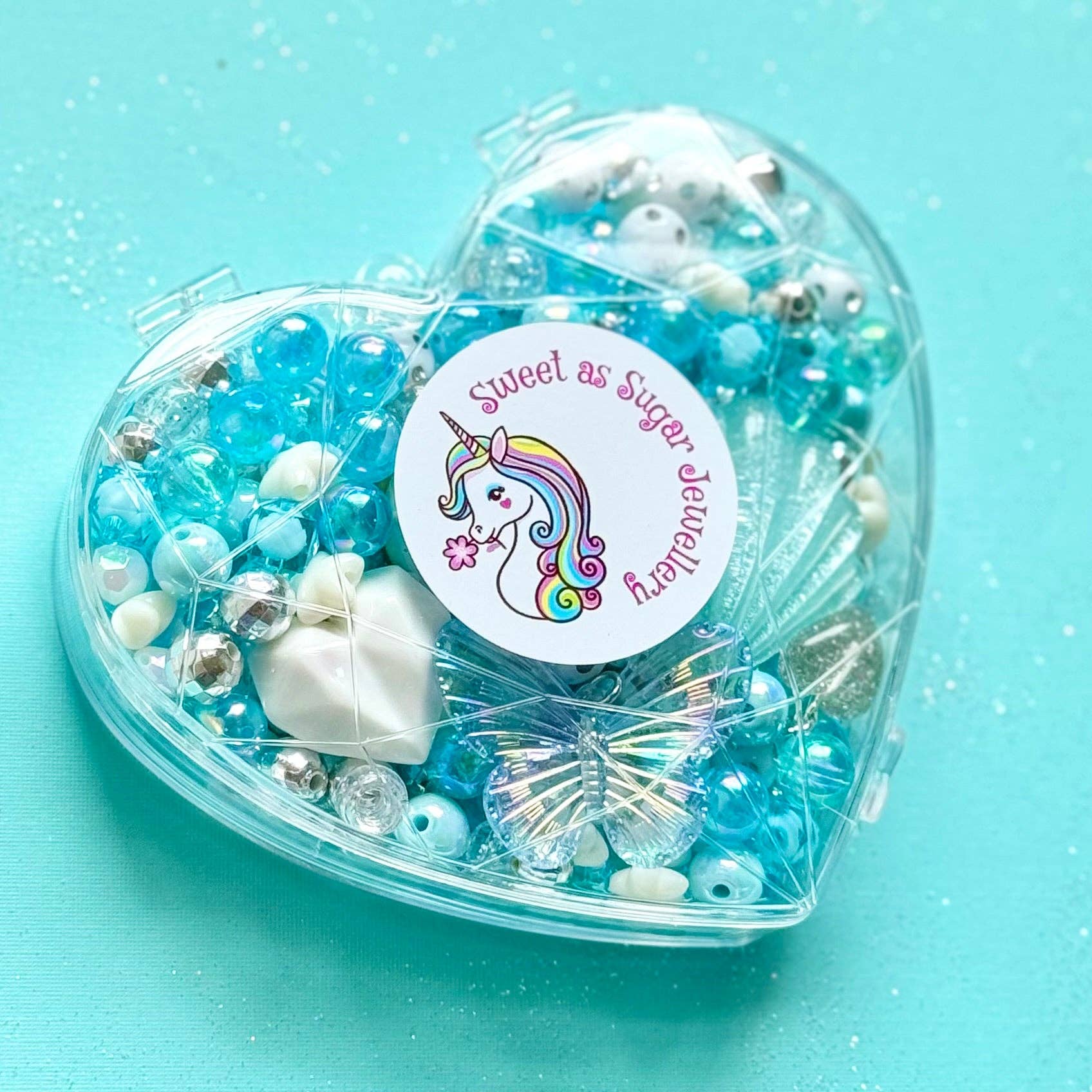 Sweet As Sugar Jewellery - Jewellery Making Kit Tiffany Teal Heart Shape