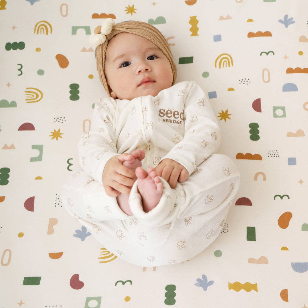 Living Textiles | 1 Pack Organic Jersey Cot Fitted Sheet Geo Mod