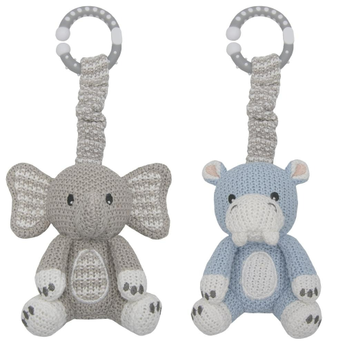 Living Textiles 2pk Stroller Toy Elephant & Hippo