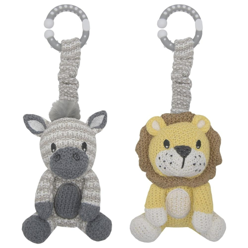 Living Textiles 2pk Stroller Toy Zebra & Lion