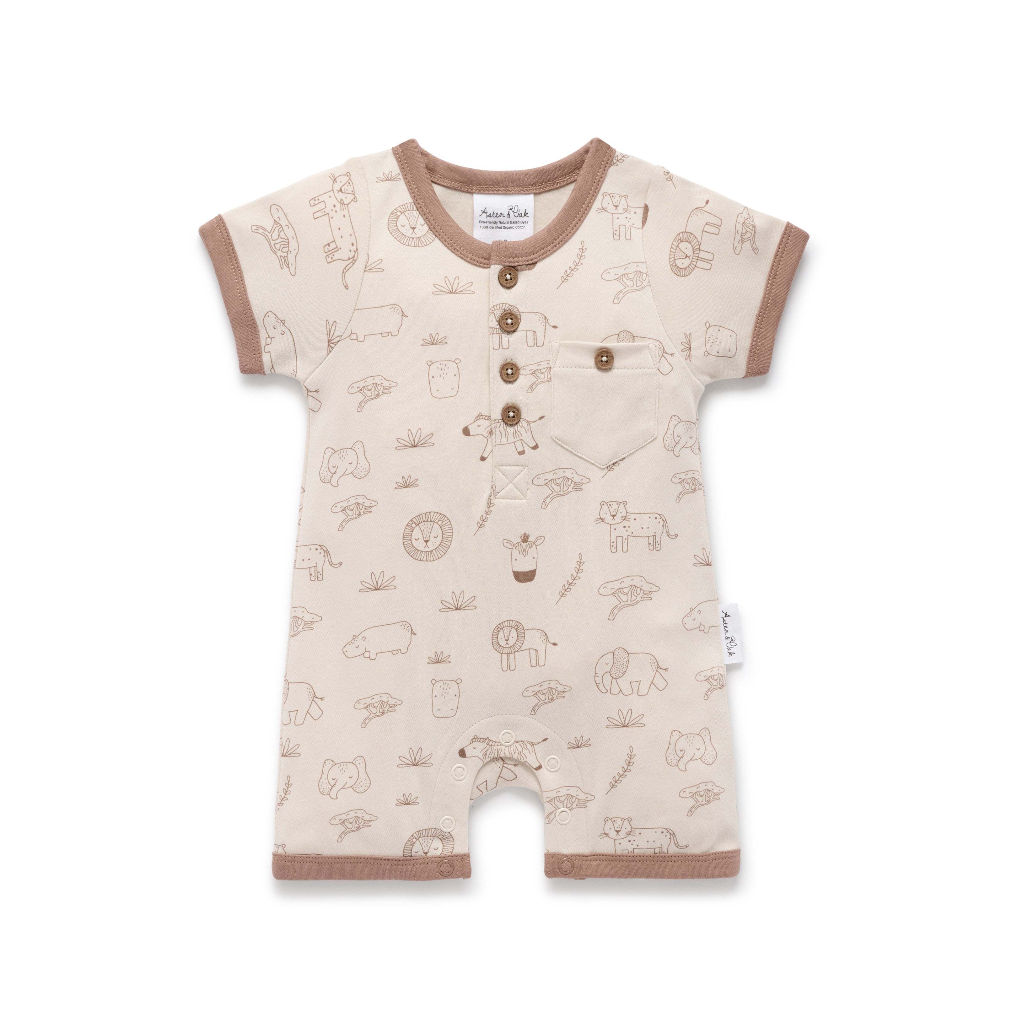 Aster & Oak Henley Romper | Safari Adventure