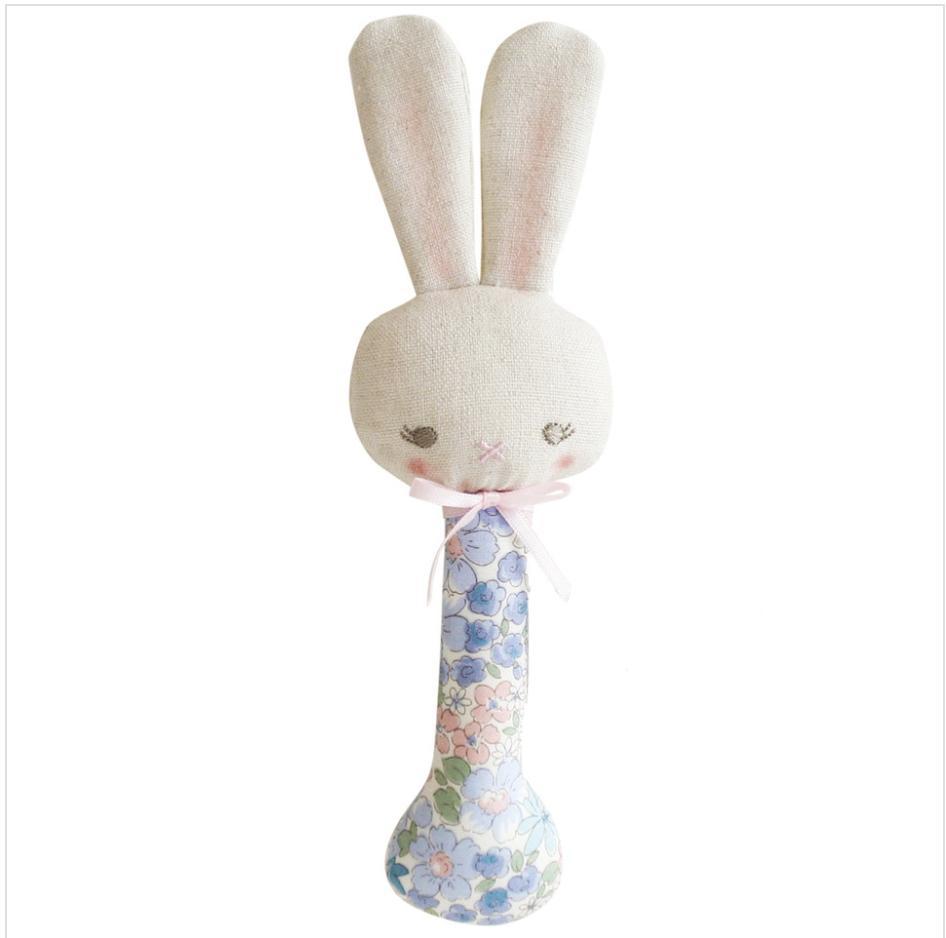 Alimrose Bunny Stick Rattle Liberty Blue