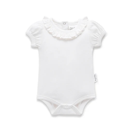 Aster & Oak | Ruffle Puff Onesie | White