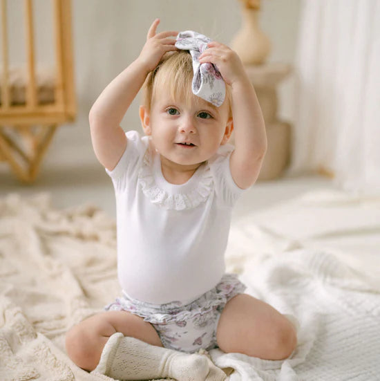 Aster & Oak | Ruffle Puff Onesie | White