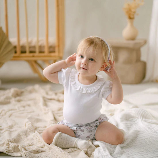 Aster & Oak | Ruffle Puff Onesie | White