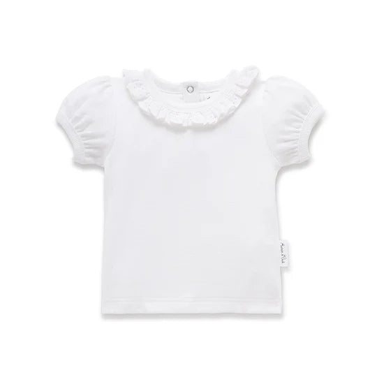 Aster & Oak | Ruffle Puff Top | White