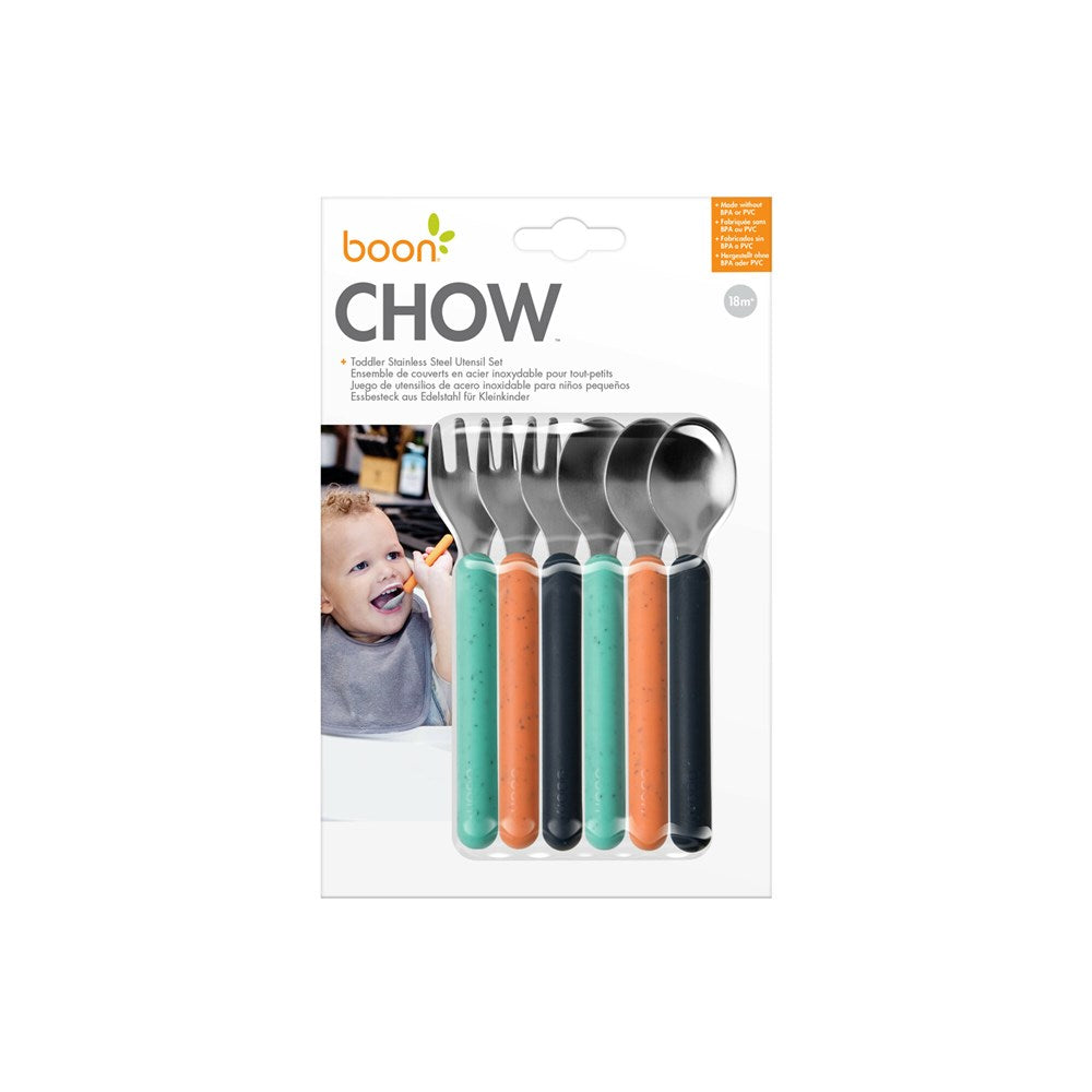 Boon | CHOW Stainless Steel Toddler Utensils | Navy
