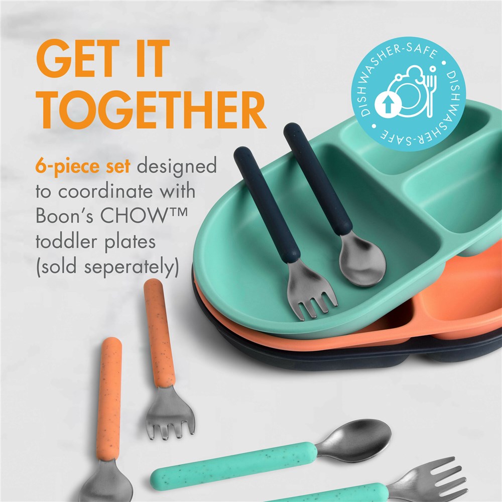 Boon | CHOW Stainless Steel Toddler Utensils | Navy
