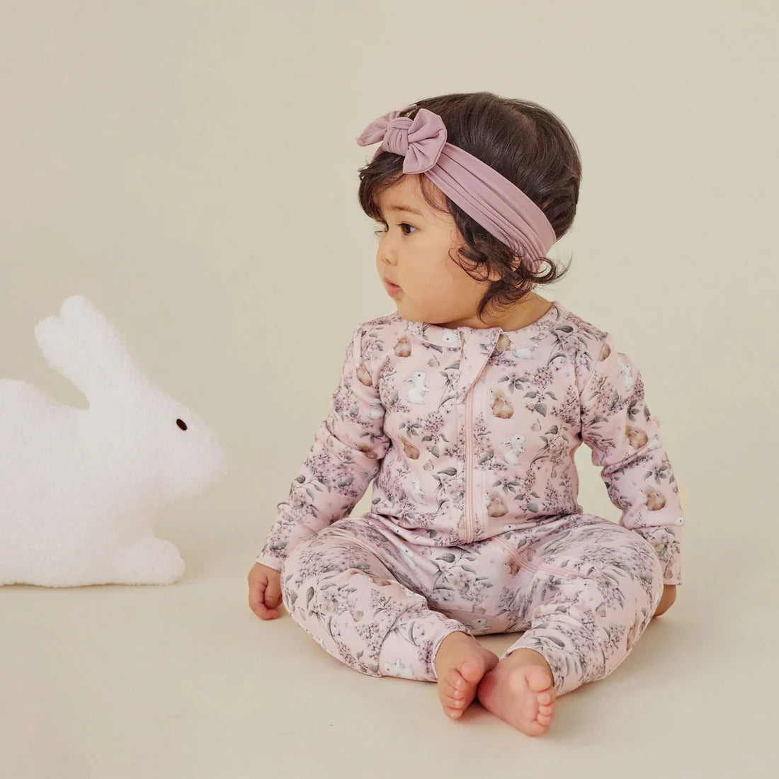 Aster & Oak Zip Romper | Bunny Friends