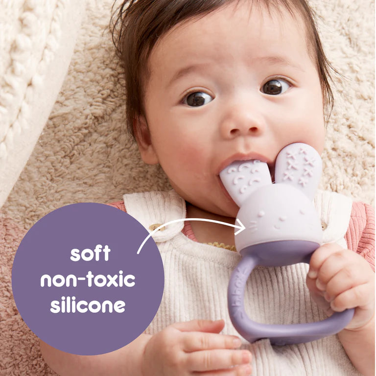 B.box Chill‑Fill teether in peony pink – BPA‑free silicone chew toy with cool‑touch inners and easy‑grip rings