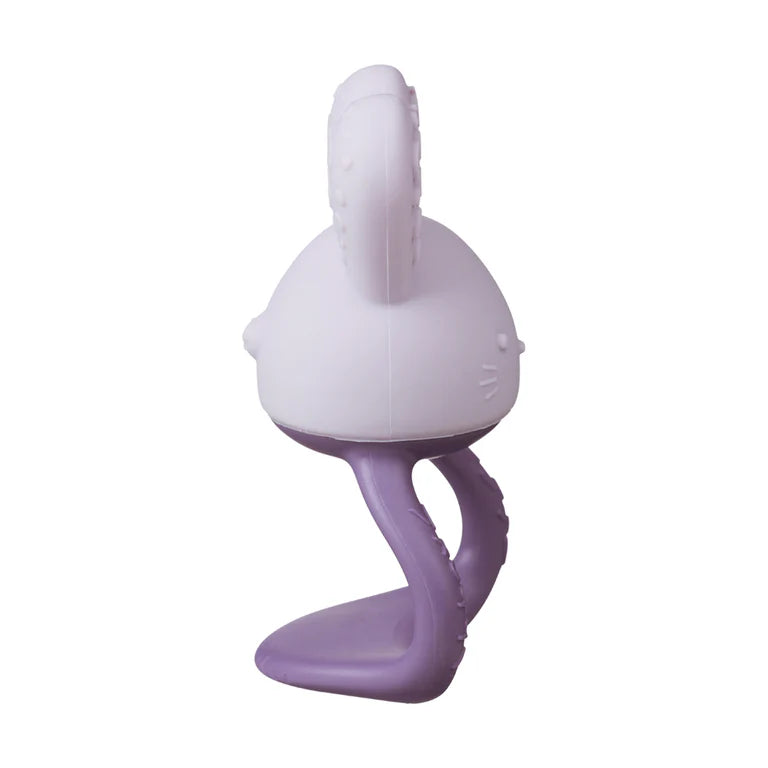 B.box Chill‑Fill teether in peony pink – BPA‑free silicone chew toy with cool‑touch inners and easy‑grip rings