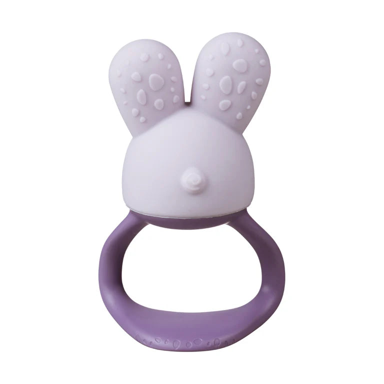 B.box Chill‑Fill teether in peony pink – BPA‑free silicone chew toy with cool‑touch inners and easy‑grip rings