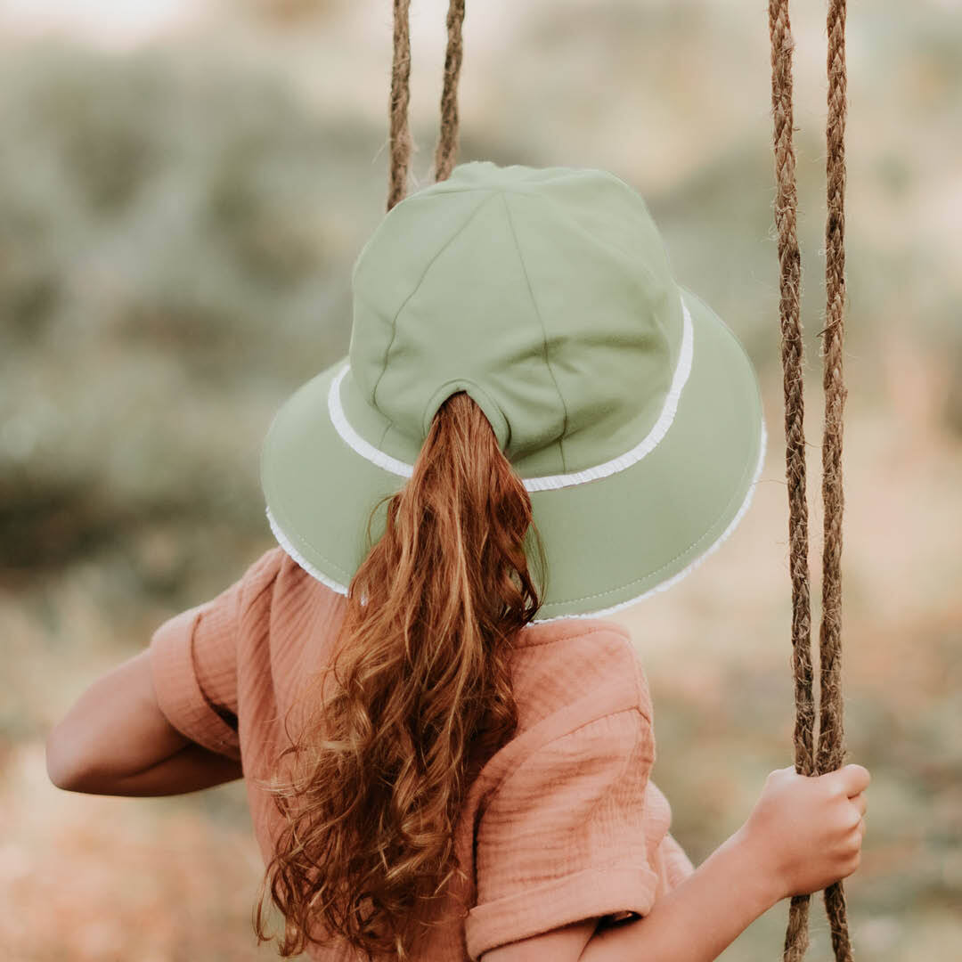Bedhead Ponytail Bucket Sun Hat | Khaki Ruffle