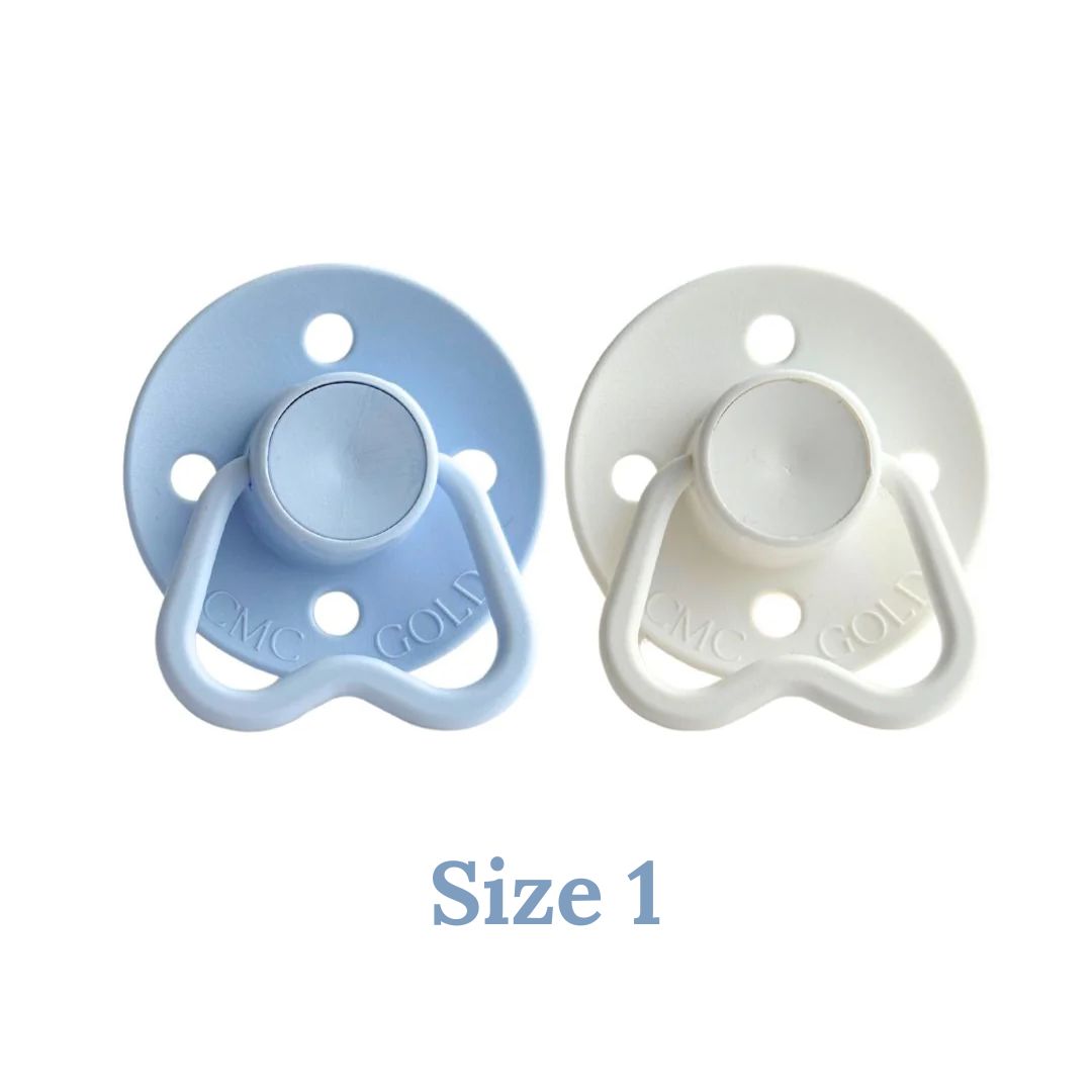 CMC 'Hold Me' Dummies Baby Blue + White: Size 1