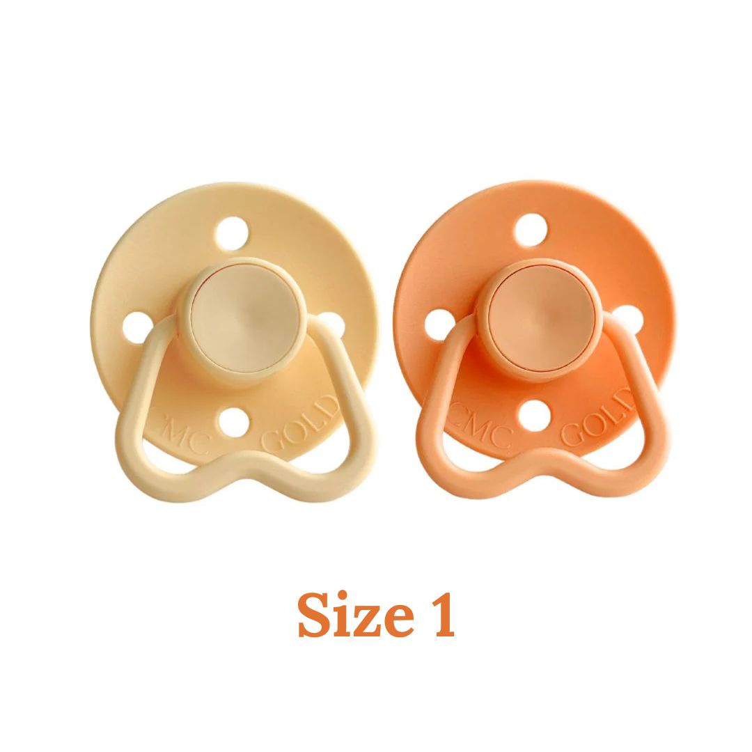 CMC 'Hold Me' Dummies Pale Yellow + Sweet Peach: Size 1