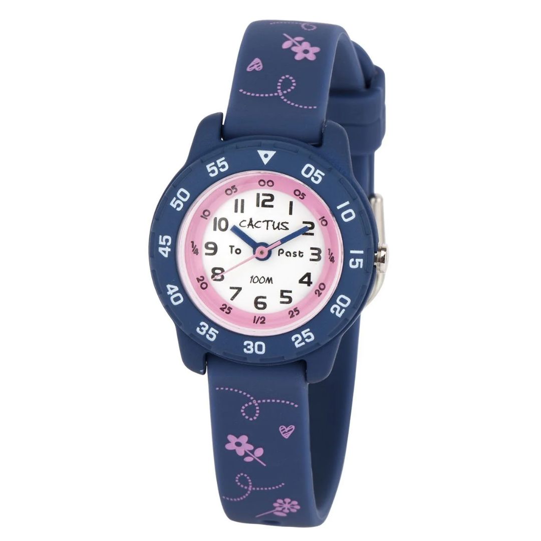 Cactus Watch | Junior Time Teacher | Blue & Pink Flowers