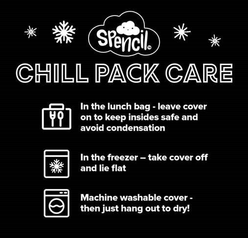 Spencil neon pattern insulated cooler lunch bag with chill pack – large kids’ lunch tote with silver lining, name card pocket and padded handle