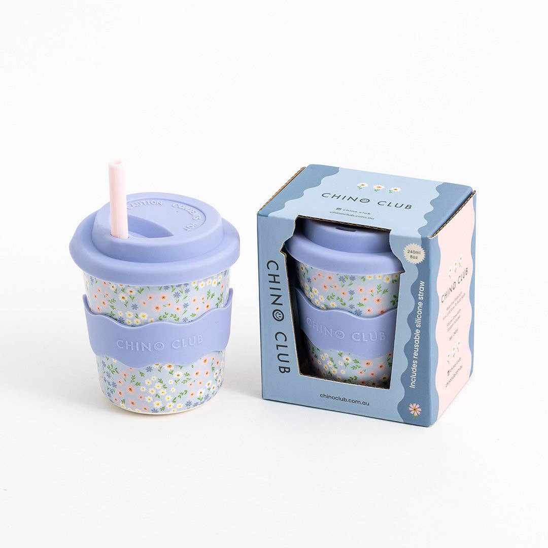Chino Club | Blue Floral Kids Keep Cup 8oz