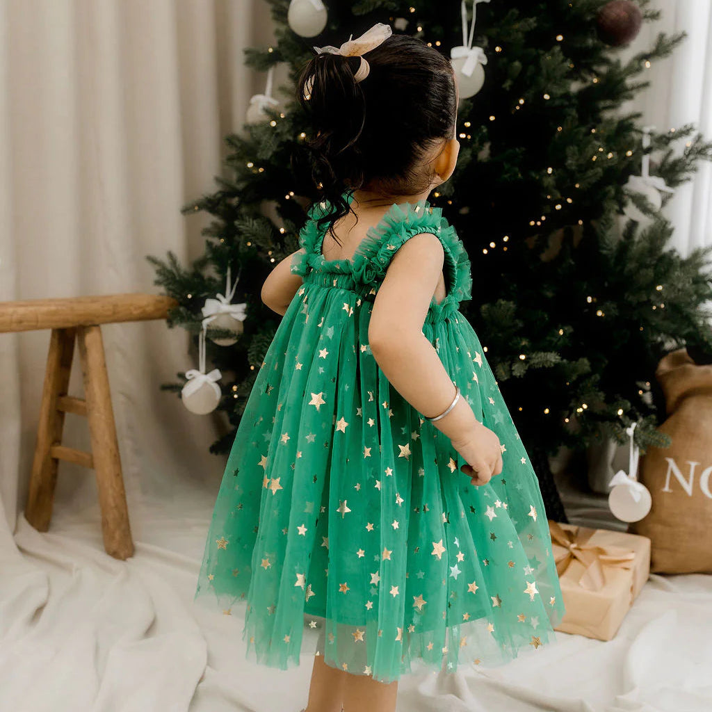 Confetti Kidz | Christmas Tulle Dress | Green Stars