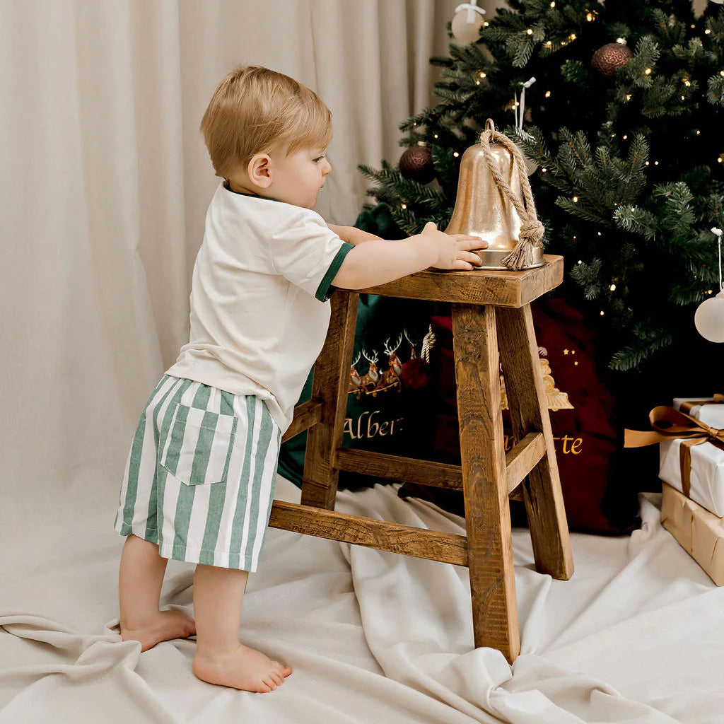 Confetti Kidz | Linen Shorts | Green Stripe