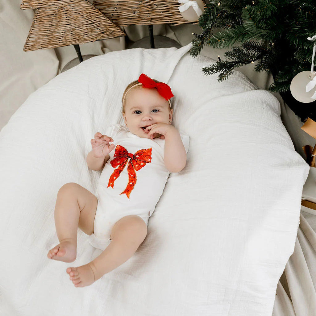 Confetti Kidz | Ruby Star Bamboo Bodysuit | Coquette Bow