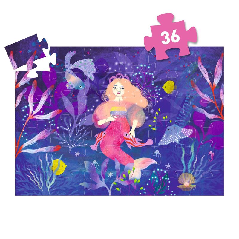 Djeco | Silhouette Puzzle | Ella the Mermaid 36pc
