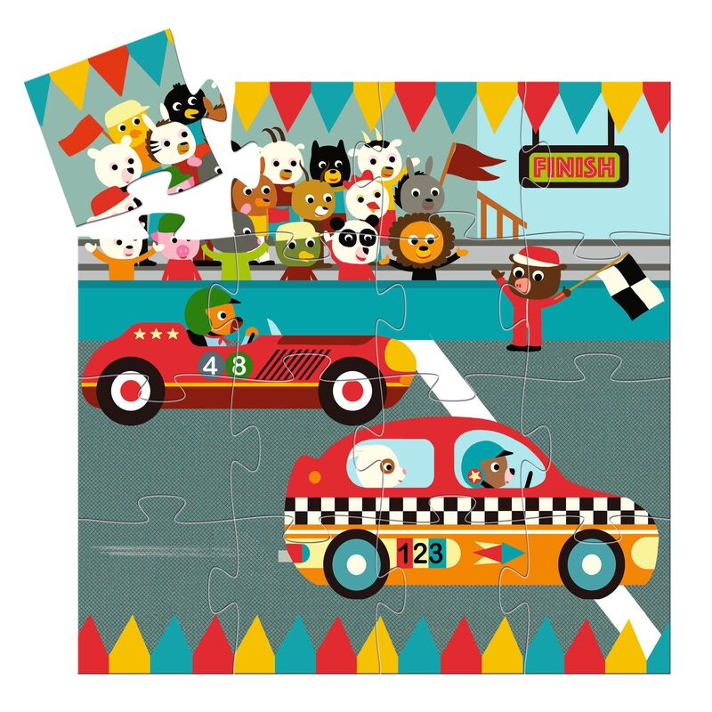 Djeco Silhouette Puzzle | The Racing Car 16pc