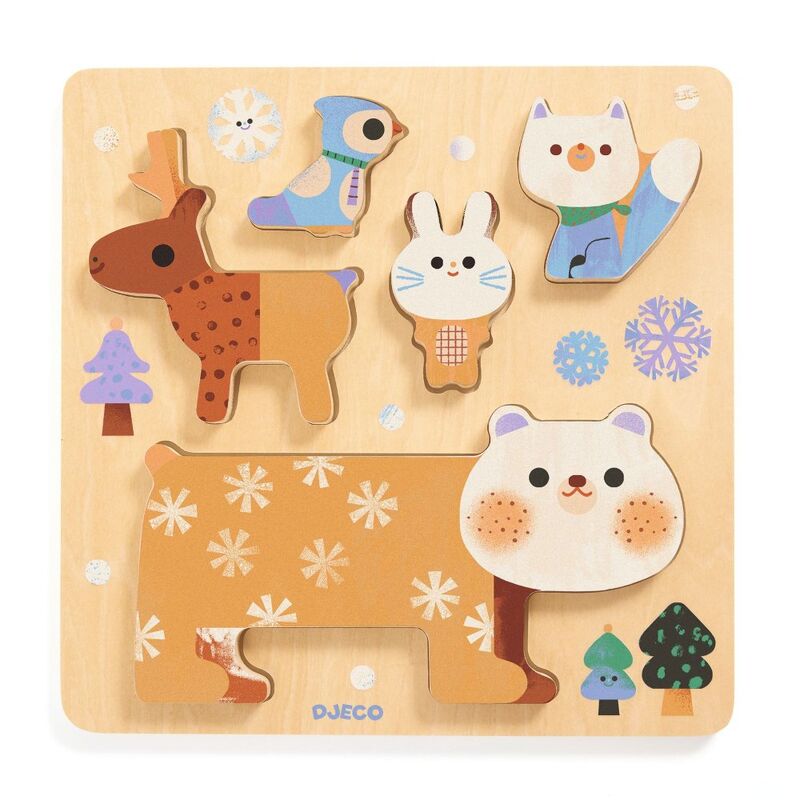 Djeco Woody Stack Animal Puzzle 5pc