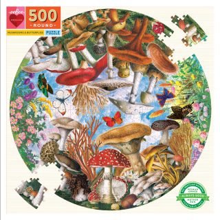 Eeboo Mushroom & Butterflies Round Puzzle 500pc