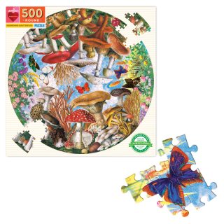 Eeboo Mushroom & Butterflies Round Puzzle 500pc