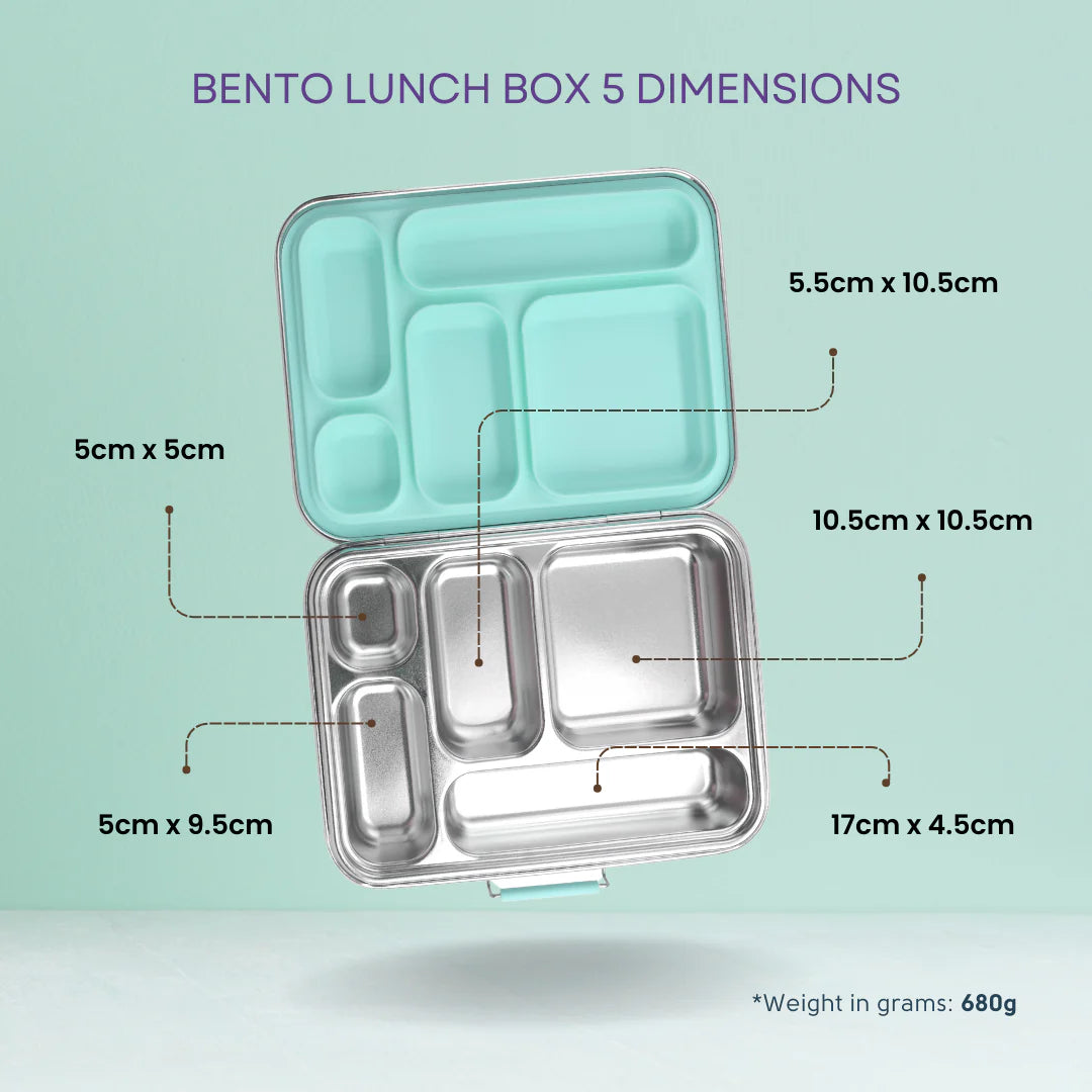 Ecococoon | Bento Box 5 Stainless Steel Leak Proof | Mint