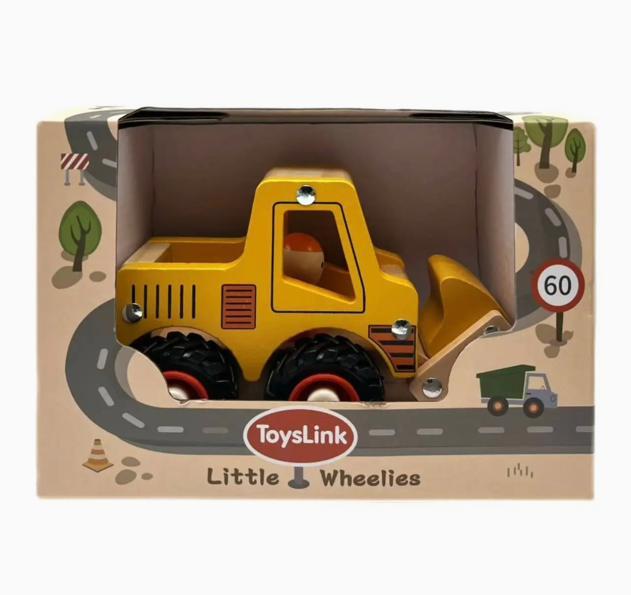Toyslink | Wooden Wheelie Vehicle Yellow Digger