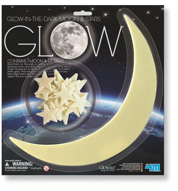 4M glow-in-the-dark moon and stars set for kids – foam wall or ceiling decorations with adhesive