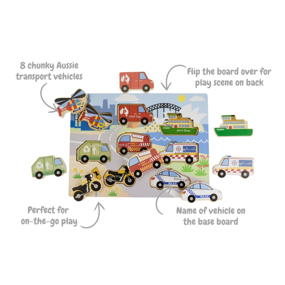 Koala Dream | Chunky Wooden Puzzle | Aussie Transport Vehicles