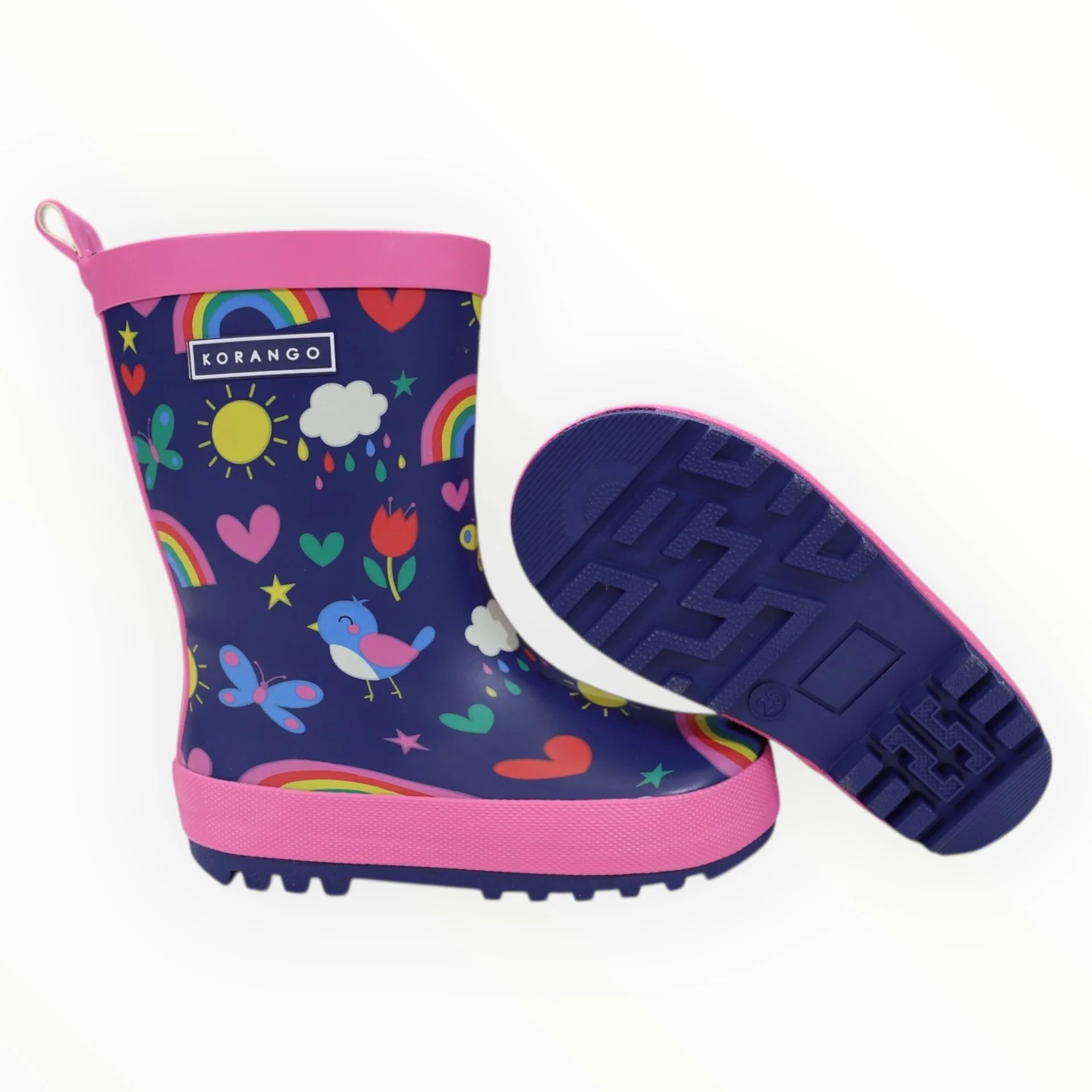 Korango Gumboots | Navy Spring  Rainbow