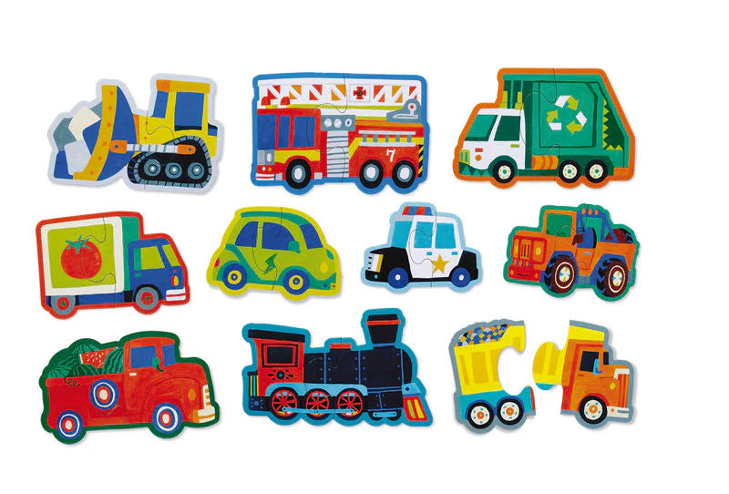 Crocodile Creek Let's Begin Puzzle 2pc | Vehicles