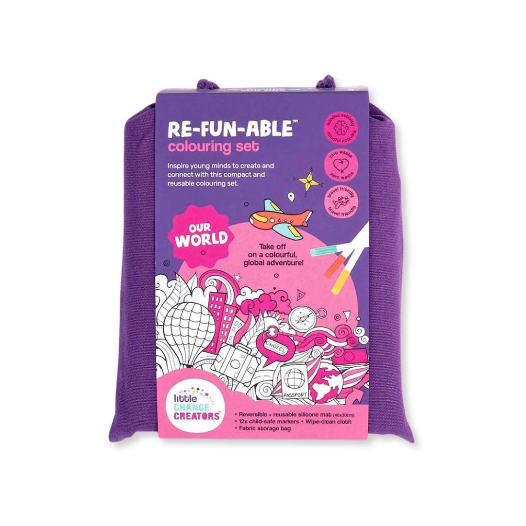 Little Change Creators | OUR WORLD | Re-FUN-able™ Reusable Colouring + Doodle Mat