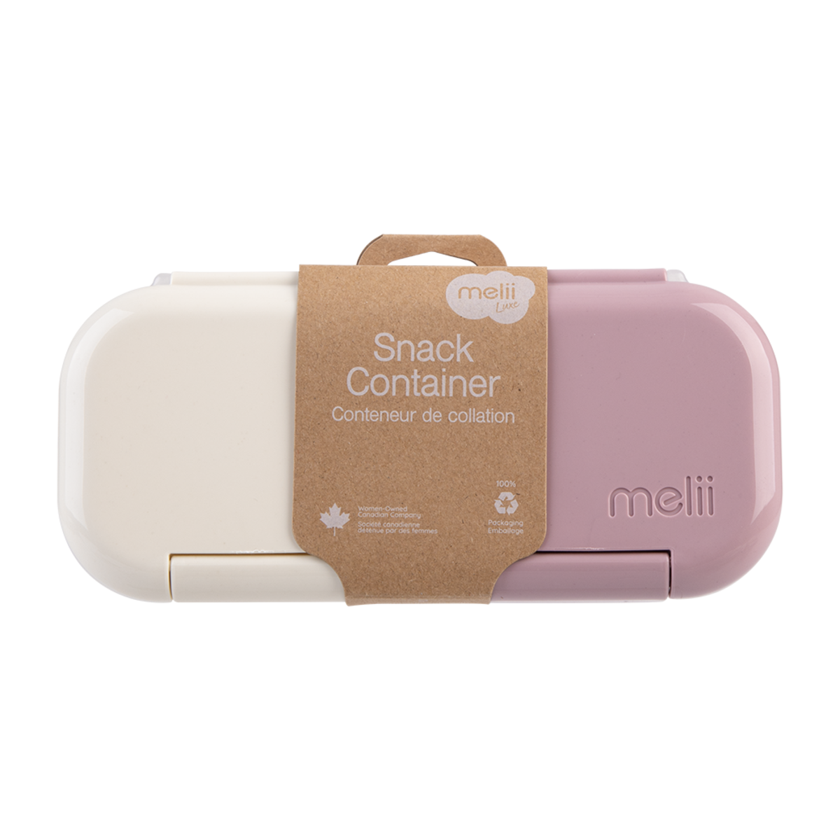 Melii Luxe 2 Compartment Snack Container | Pink/Ivory