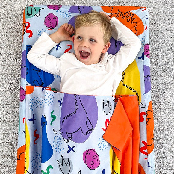 Morgy + Wills | Kids Stacker Bed Sheet Set | Friendly Dinosaur