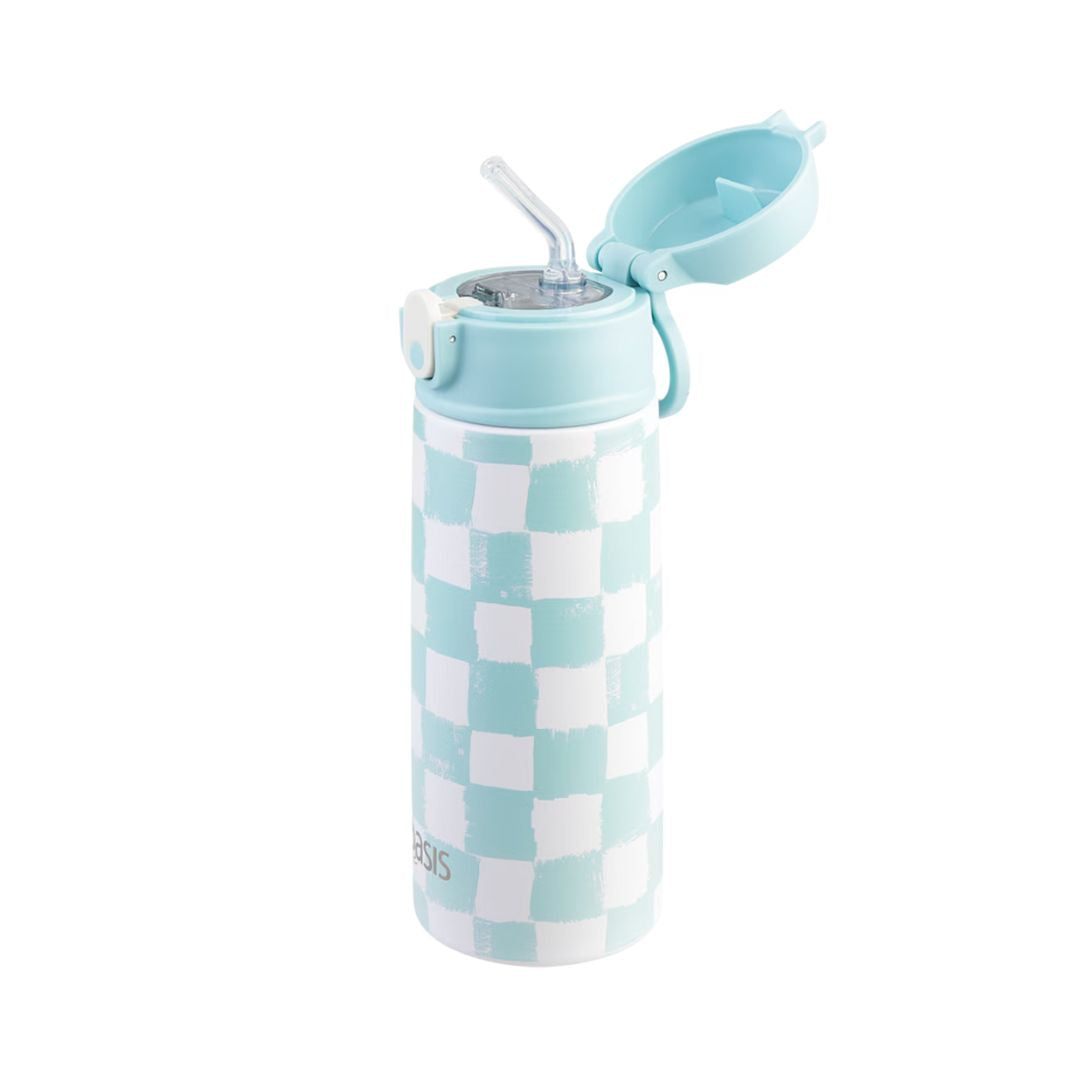 Oasis S/S Double Wall Insulated Kid's Drink Bottle w/ Sipper Straw 550ml |Check It Out