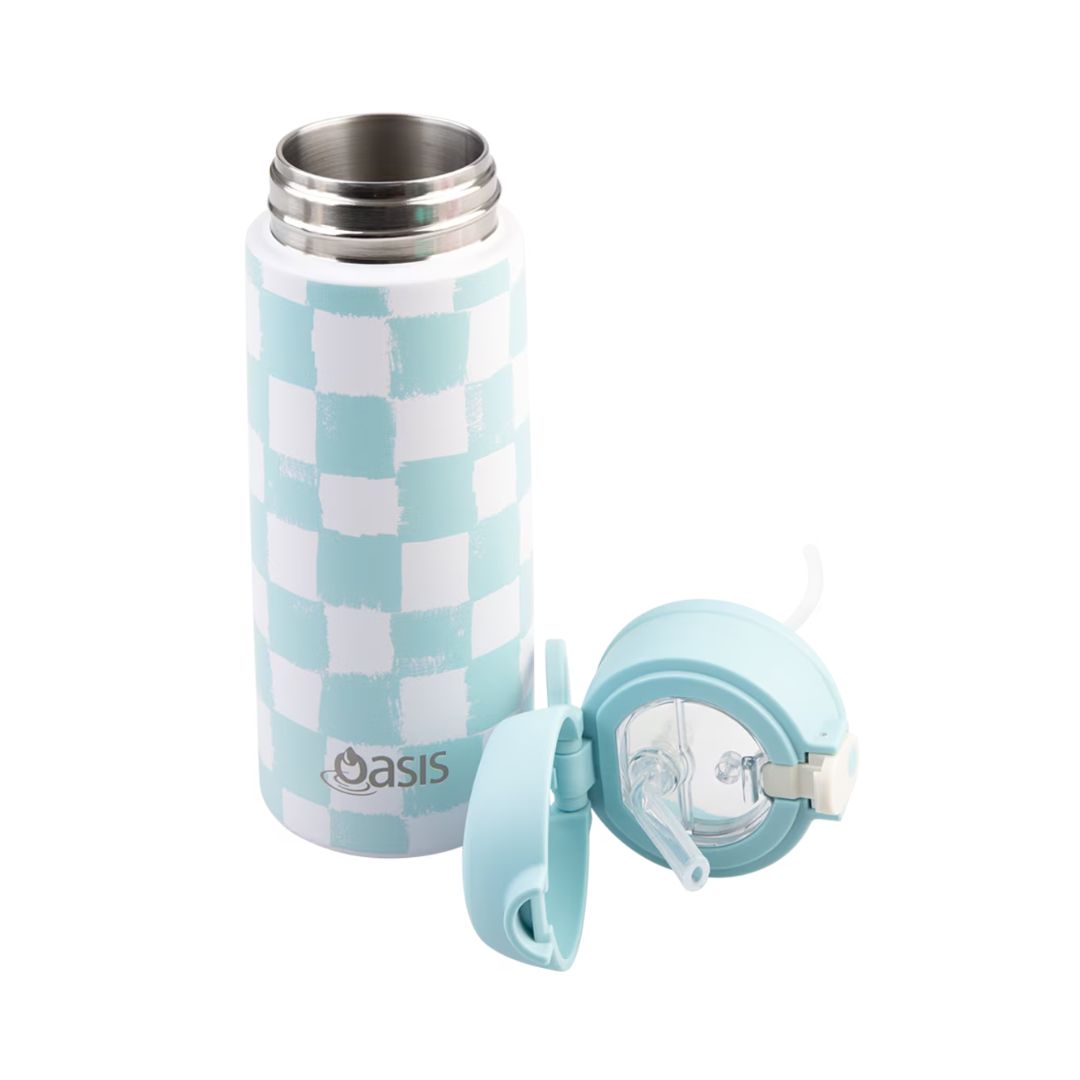Oasis S/S Double Wall Insulated Kid's Drink Bottle w/ Sipper Straw 550ml |Check It Out