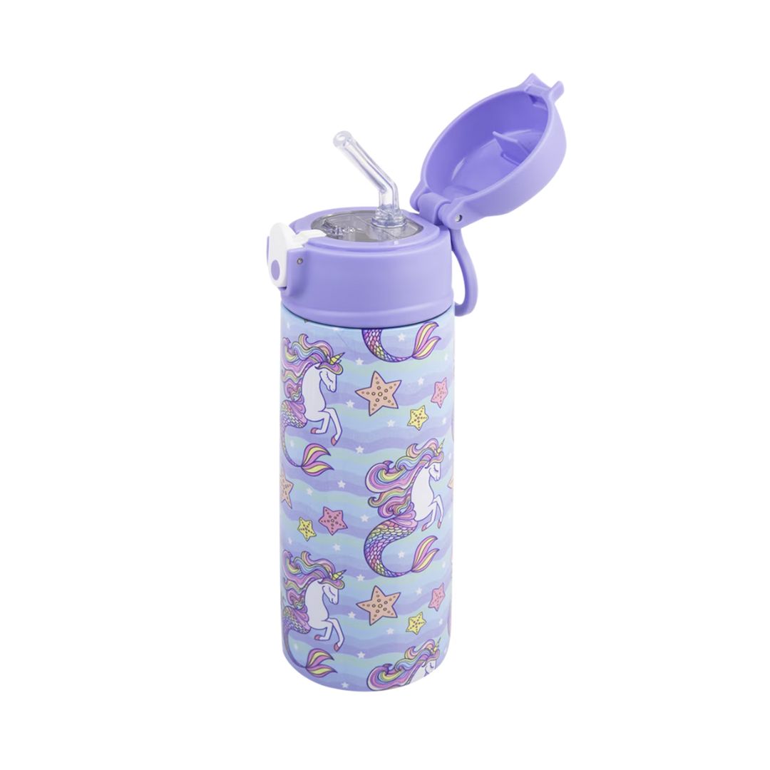 Oasis S/S Double Wall Insulated Kid's Drink Bottle w/ Sipper Straw 550ml | Mermaid Unicorns