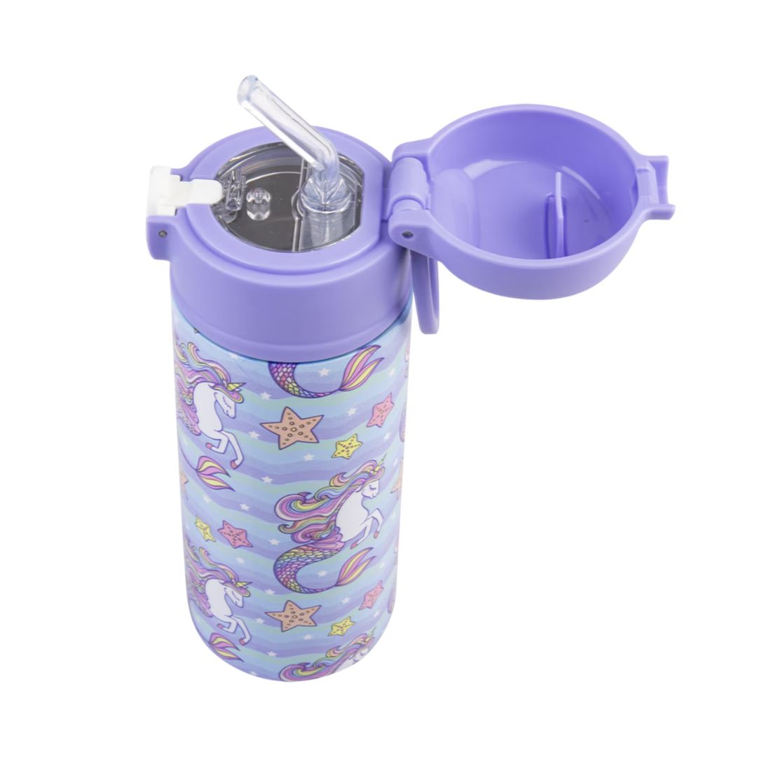 Oasis S/S Double Wall Insulated Kid's Drink Bottle w/ Sipper Straw 550ml | Mermaid Unicorns