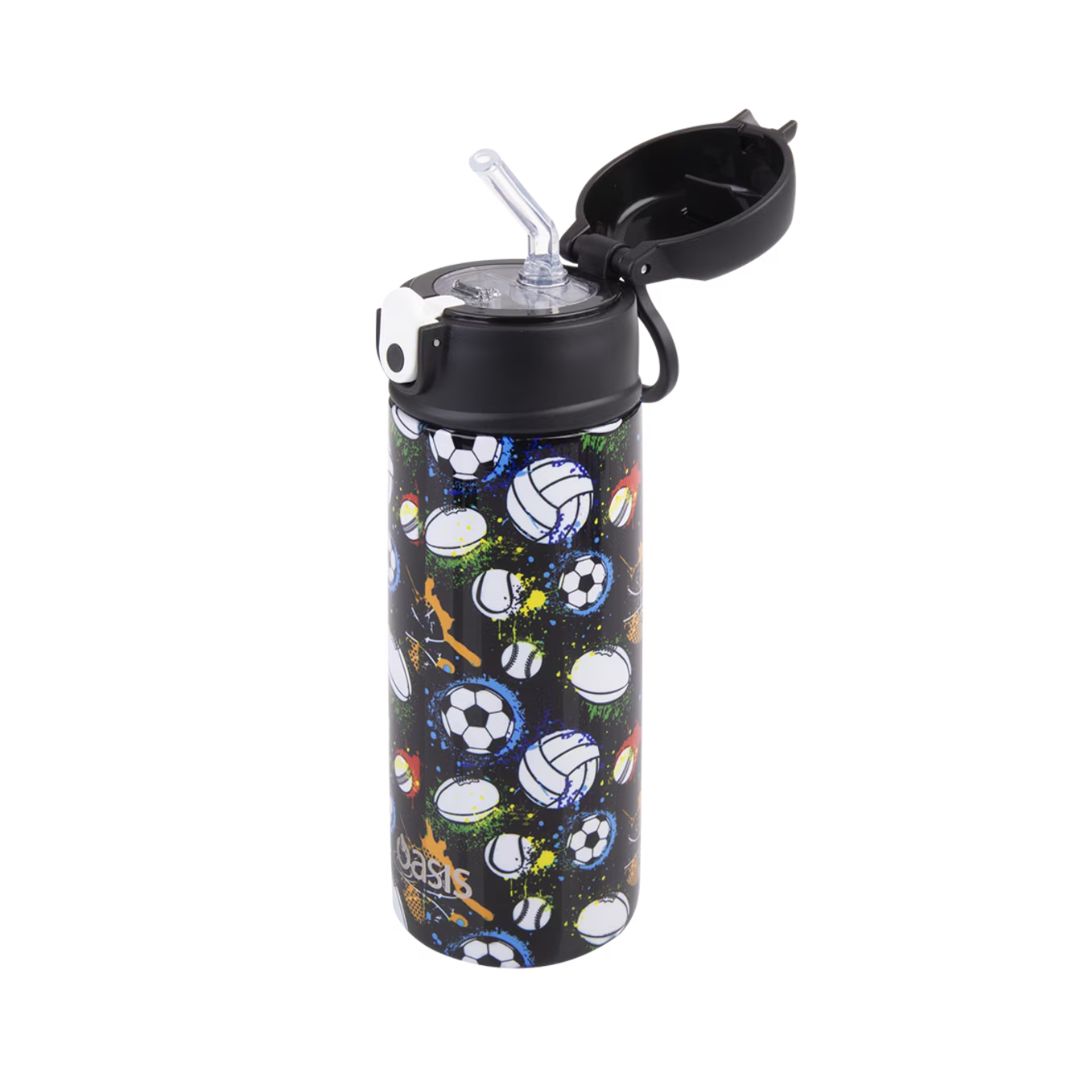 Oasis S/S Double Wall Insulated Kid's Drink Bottle w/ Sipper Straw 550ml | Sports